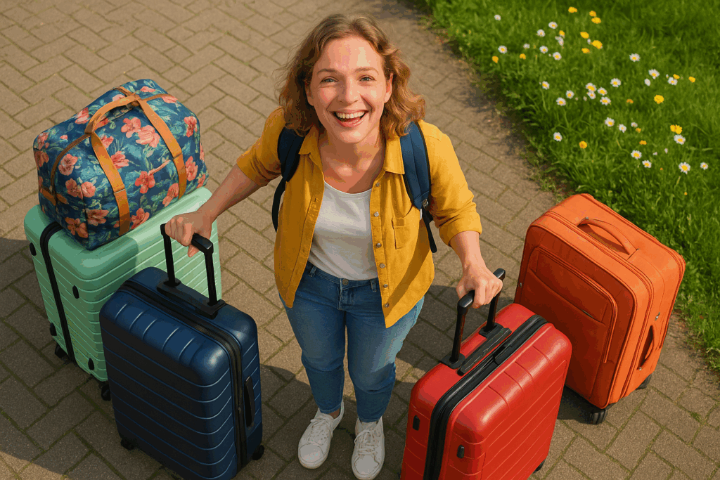 Nederlandse-vrouw-terug-van-vakantie-met-vijf-koffers-mee