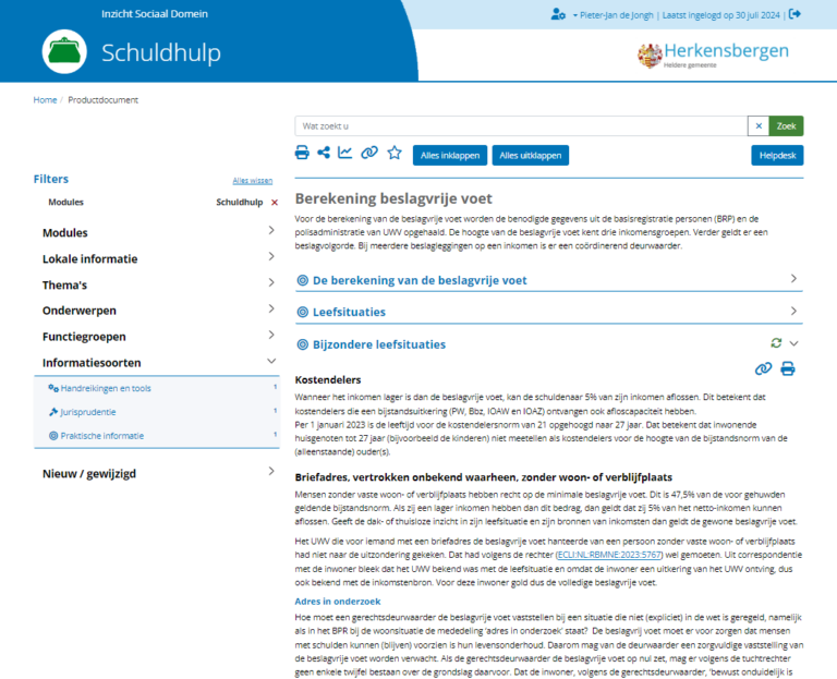 4. Pagina berekening beslagvrije voet