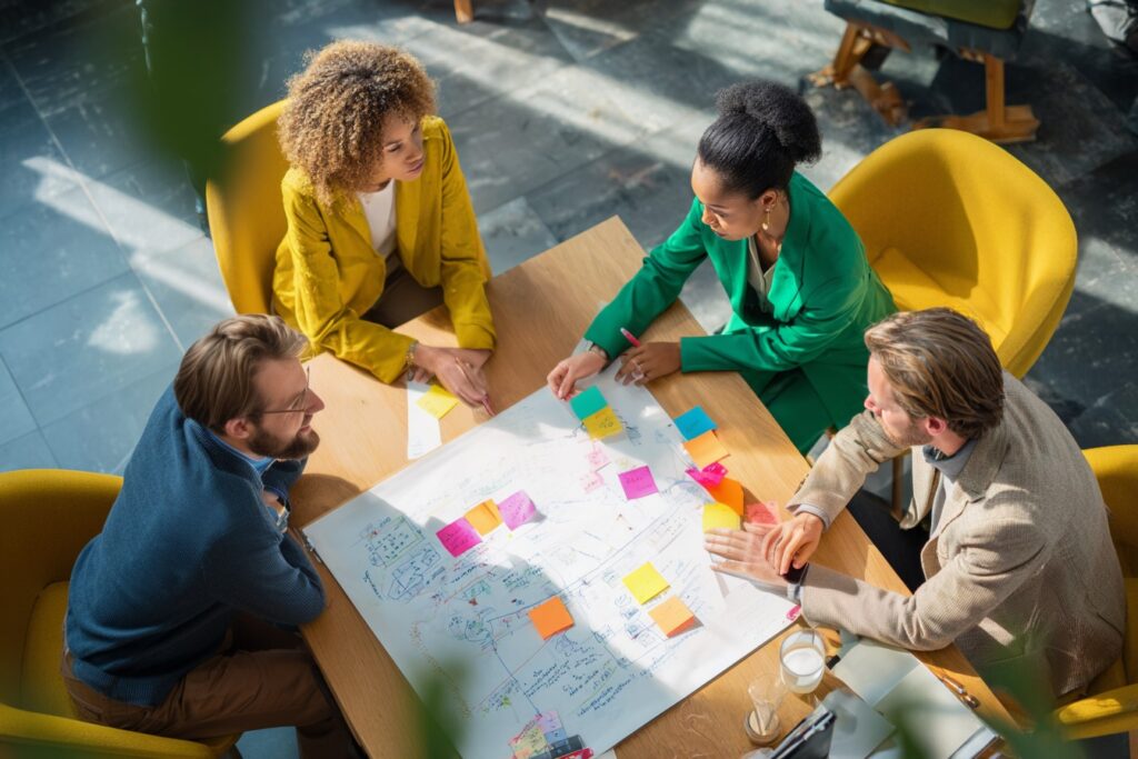 Brainstroom sessie aan tafel