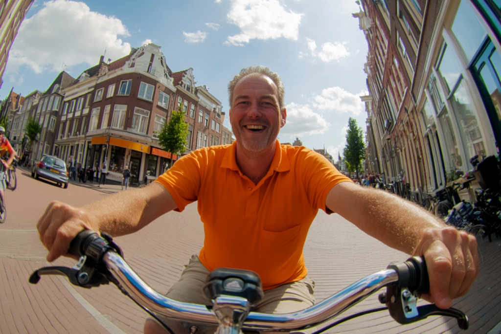 Man op een elektrische fiets