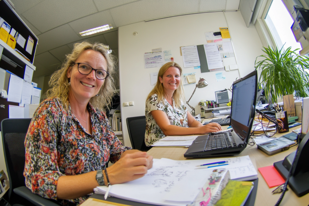Twee vrouwen werken samen
