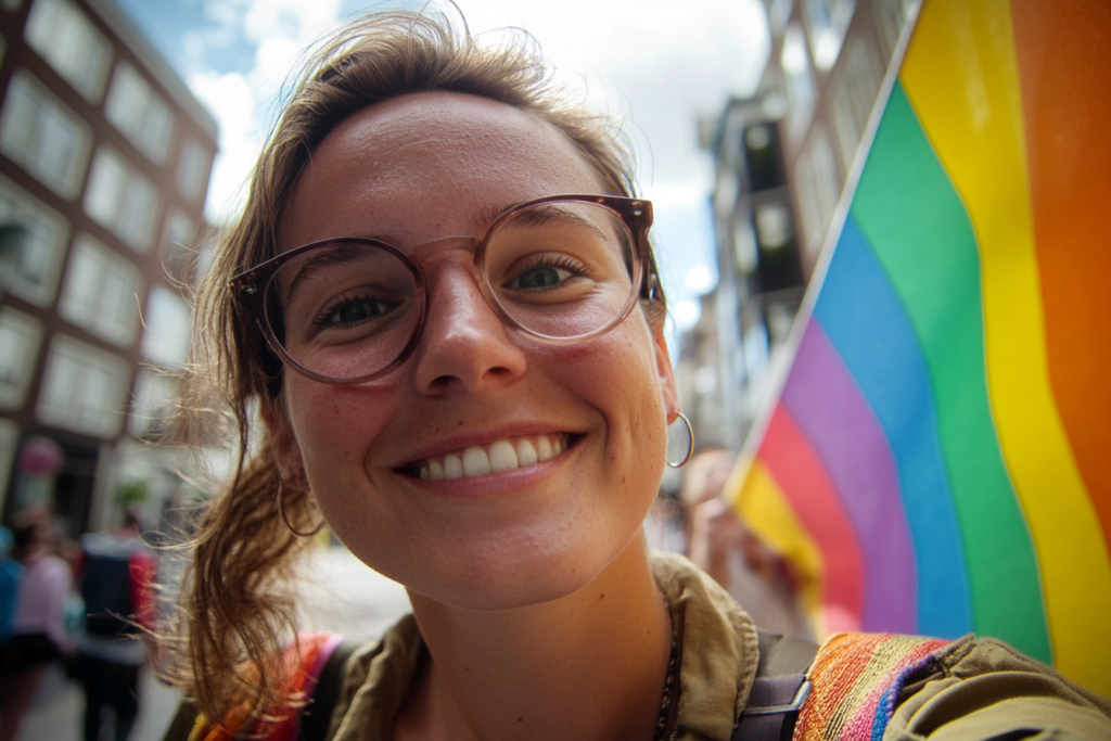 Vrouw met bril op straat