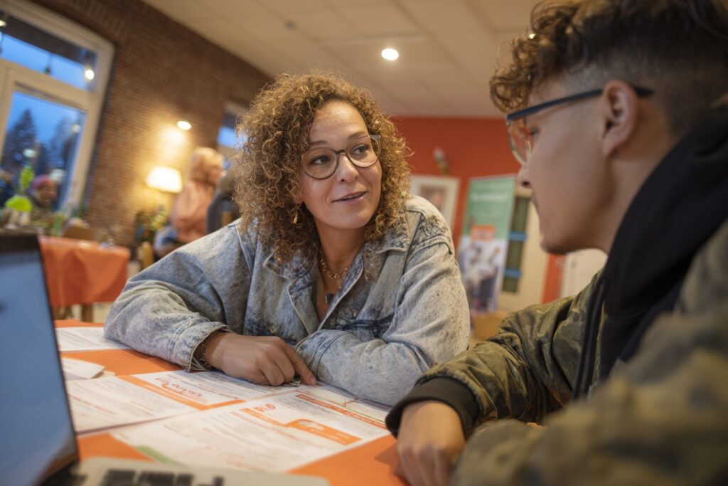 gesprek tussen consulent en client op kantoor