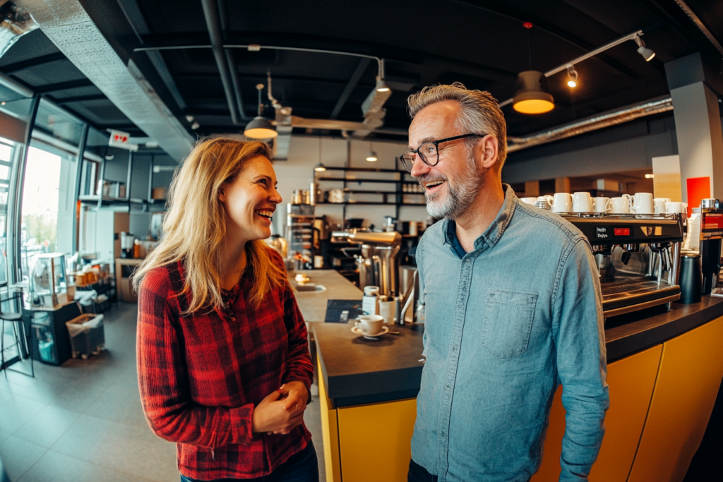 Man en vrouw drinken koffie