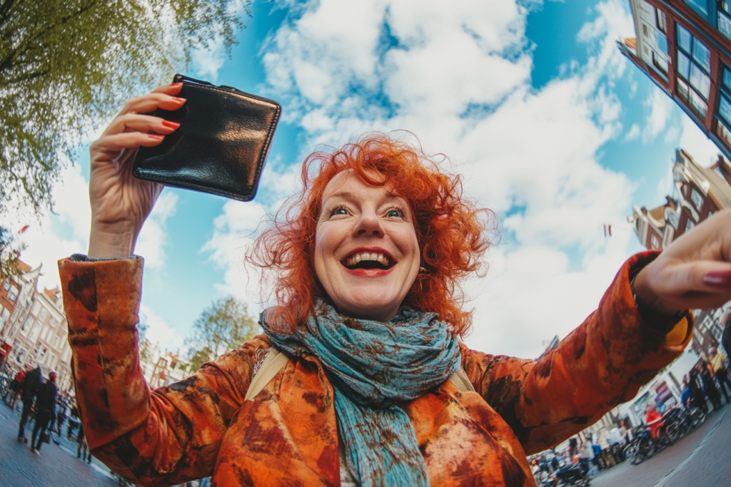 Vrouw met portemonnee in hand