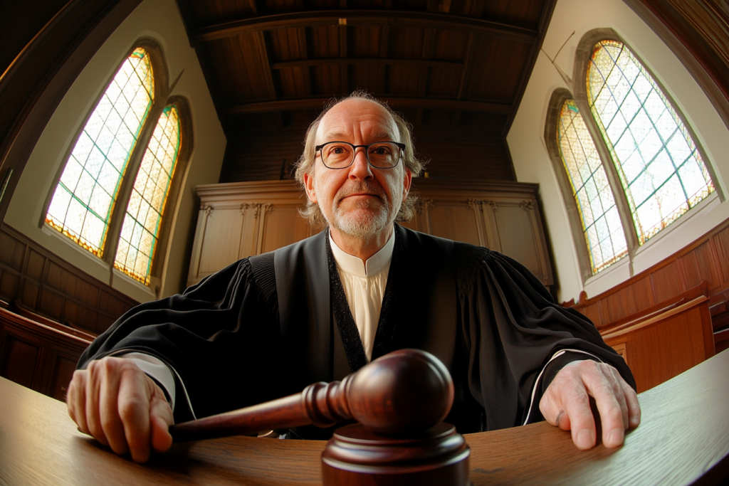 Een rechter met voorzittershamer