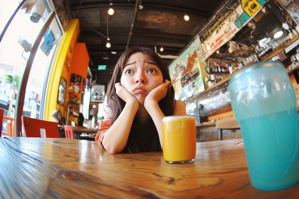 Een bezorgde vrouw aan tafel