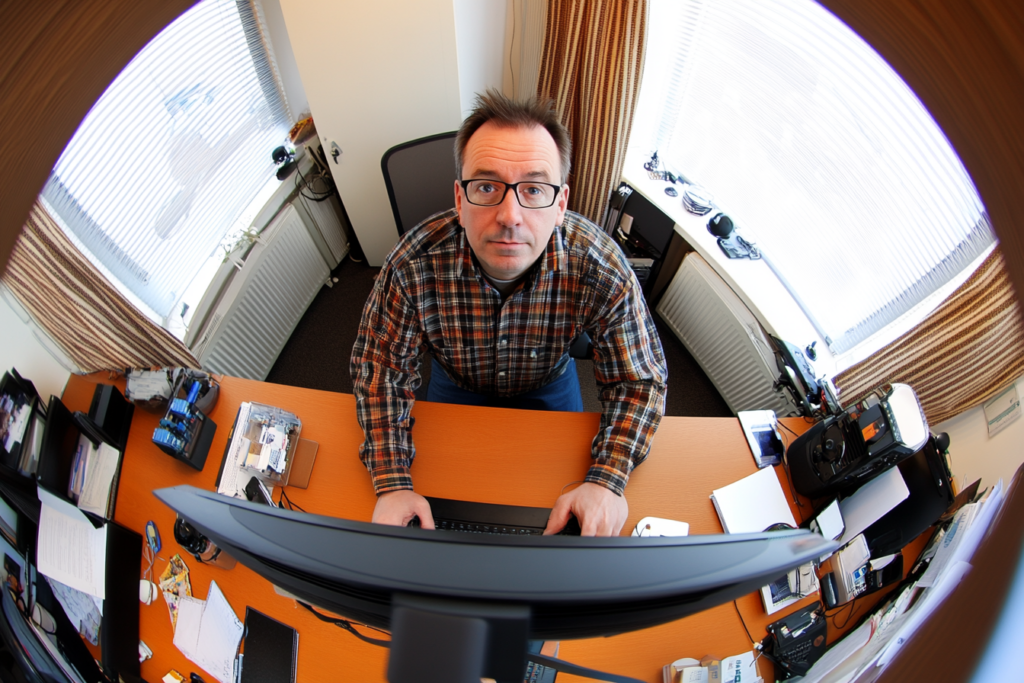 Man working behind desk