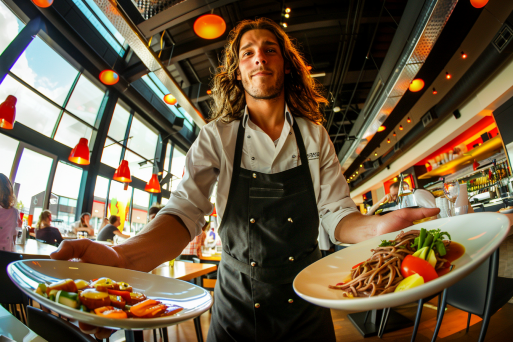 ober met twee borden bbz