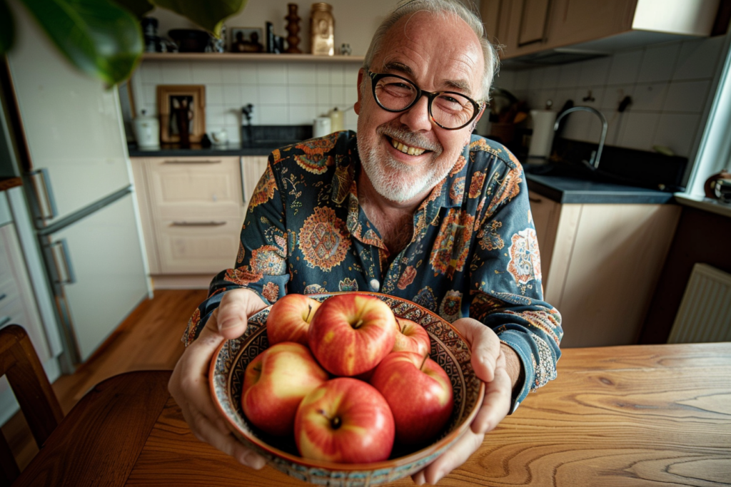 oudere man met appels